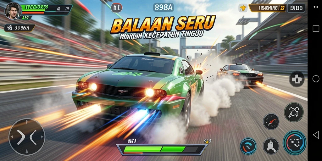 Gameplay balapan seru di 898A dengan kecepatan tinggi.