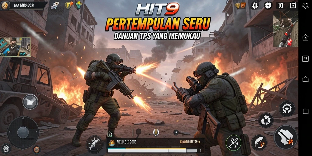 Tampilan gameplay HIT9 yang intens di medan pertempuran TPS.