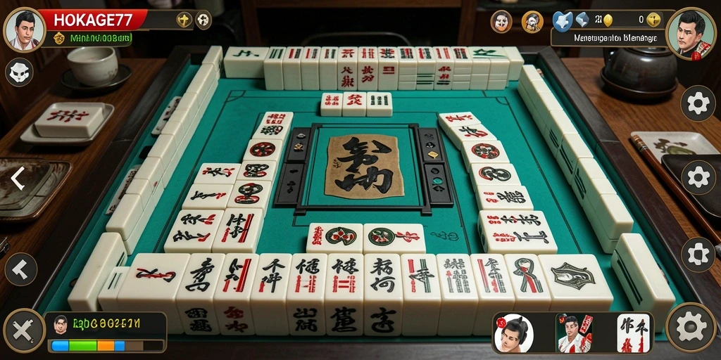 Tampilan gameplay seru dari HOKAGE77 dengan berbagai ubin Mahjong.