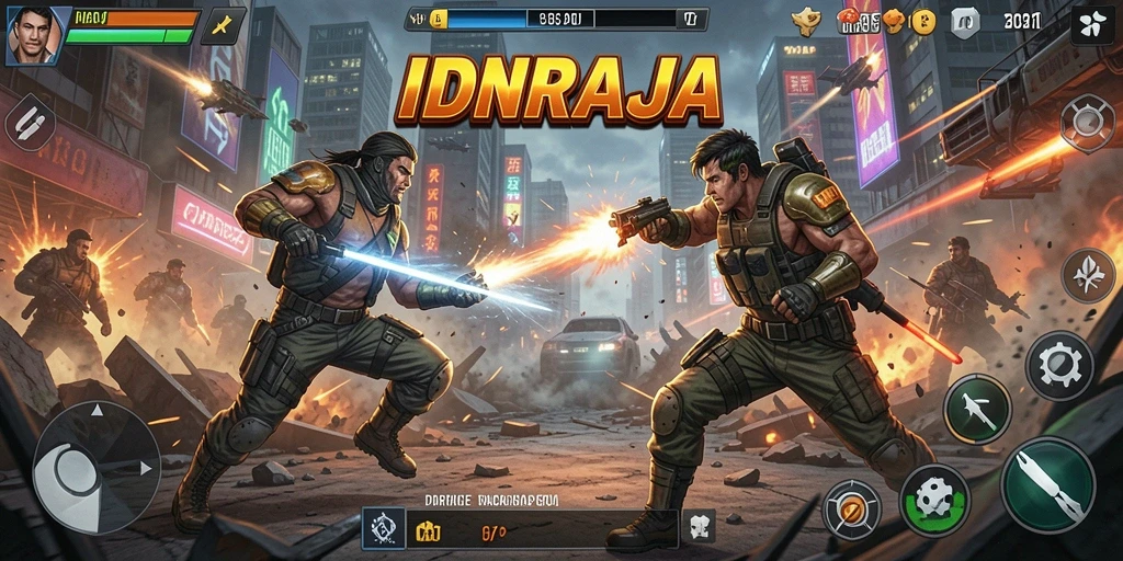 Tampilan aksi seru di IDNRAJA dengan pertarungan yang mendebarkan.